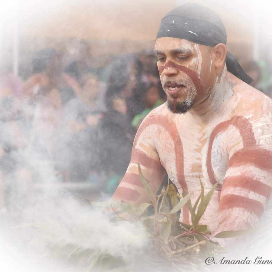 Ryka Ali tending the smoking ceremony fire